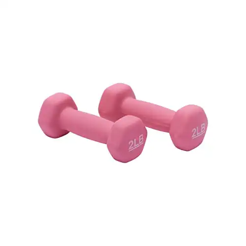 Amazon Basics Neoprene Coated Dumbbell Hand Weight Set, 2 Pounds, 4 lb, Set of 2