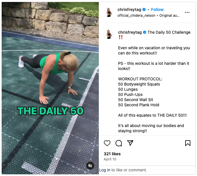 chris freytag showing daily 50 workout exercises instagram video